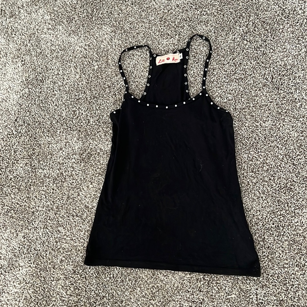 Black rhinestone tank top